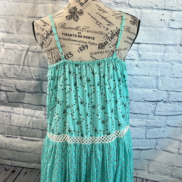 Debbie Katz South Beach Aqua Lily Maxi Dress NWT Tiered Spaghetti Straps Small - Picture 5 of 10